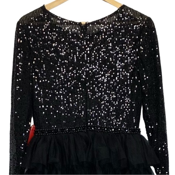 Mac Duggal long sleeve teired ruffle midi dress - Picture 7 of 15